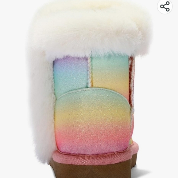 NWT KomforMe Girls Rainbow Pastel Faux Fur Glitter Boots Size 7 Toddler - Picture 5 of 16